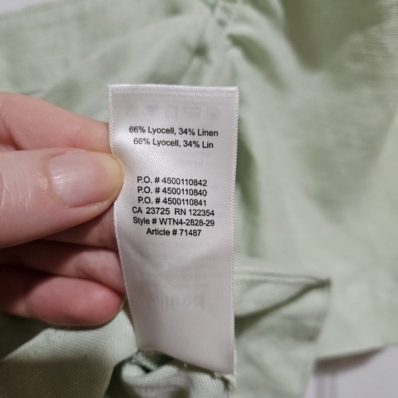 ARITZIA Wilfred Janine Top Button-Front Linen-Blend Blouse Green Size XXS - Picture 7 of 7